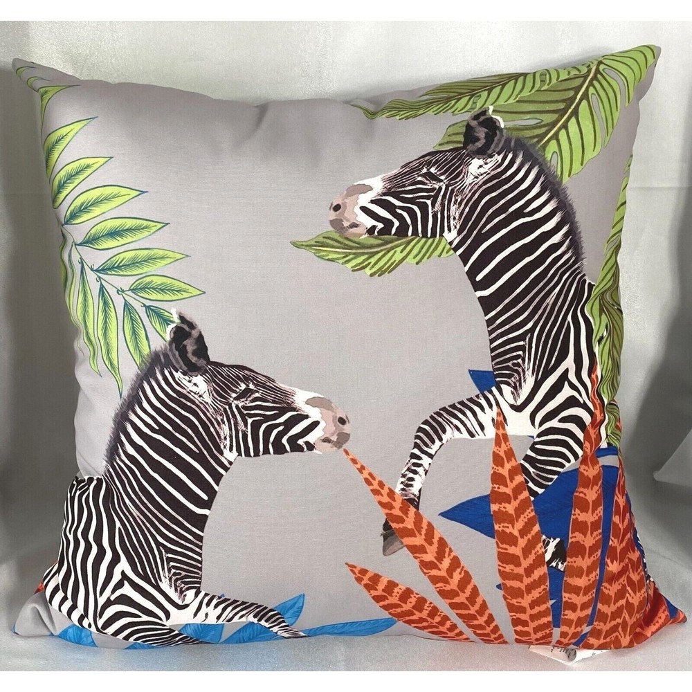 William Sonoma Home Zebra Jungle Exotic Wild Animal 20" Square Throw Pillow 2018